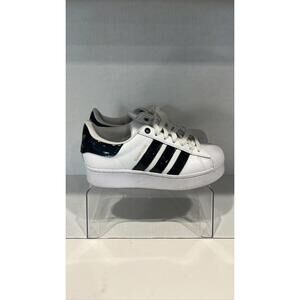 Adidas Superstar Bonega Platform Black White Gold Youth Size 6.5 Women's Size 8